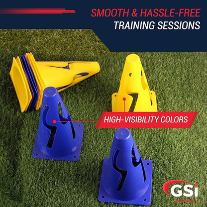 GSi Hurdle Training Cones | Multi Pack Sets | Dual Purpose Agility Cones with Holes | Ideal for Soccer, Kids, Dog, and Sports Training
