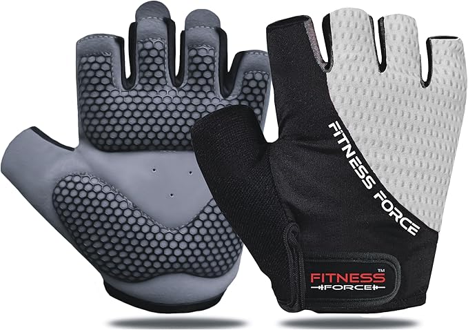 FITNESS FORCE Breathable Workout Gloves for Men and Women, Padded Weight Lifting Gloves with Full Palm Protection for Grip, Exercise, Cycling, Gym, Fitness Training