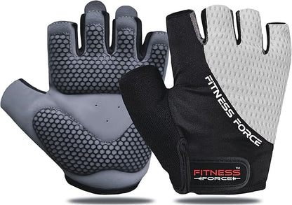 FITNESS FORCE Breathable Workout Gloves for Men and Women, Padded Weight Lifting Gloves with Full Palm Protection for Grip, Exercise, Cycling, Gym, Fitness Training