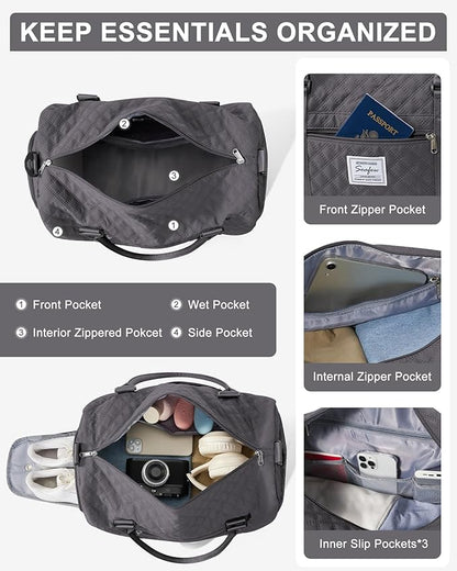 Gym Bag Womens,Travel Duffel Carry on Bag Sport Tote Bag Weekend Overnight Bag