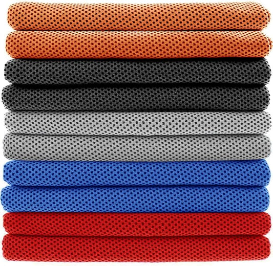 Peicees 10 Pack Microfiber Cooling Towels for Neck Sports Gym Workout Cooling Towel, 40x12 Inches Fast Drying Super Absorbent Compact Lightweight for Climbing Camping Travel Beach