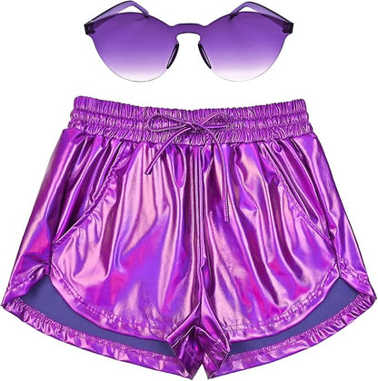 Perfashion Women's Metallic Shorts Summer Sparkly Hot Outfit Shiny Short Pants