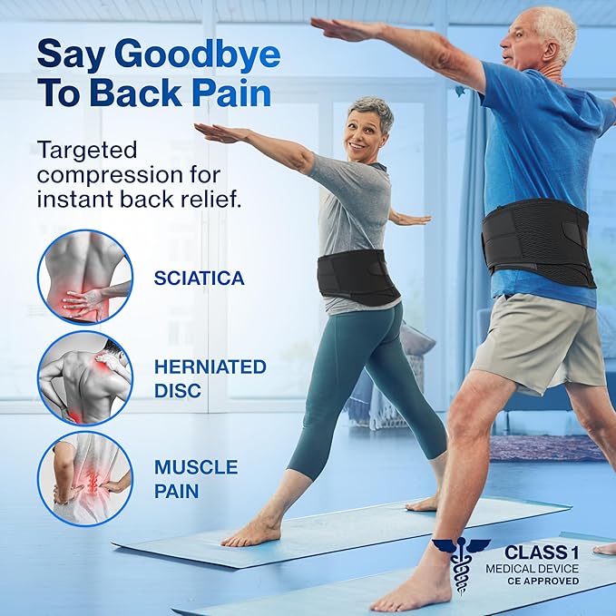 Modvel Back Brace for Men And Women Lower Back Pain, Back Support Belt, Lumbar Braces for Pain Relief, Herniated Disc, Sciatica, Scoliosis And More