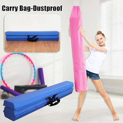 MARFULA 6 FT / 8 FT / 9 FT / 10 FT Folding Gymnastic Balance Beam for Kids with Carry Bag for Home and Club Use