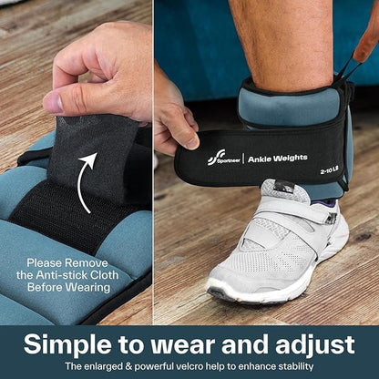 Sportneer Adjustable Ankle Weights for Women and Men 1 Pair of 4 8 12 16 20 LBS Heavy Weighted Leg Weights with Adjustable Straps, Strength Training Weights for Yoga, Aerobics, Gym, Fitness, Workout