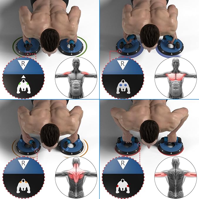 READAEER Push Up Bars, Rotating Handle Design with Bearings for Smooth, Effortless for a Wider Range of Motion, Handle Rotation, Wide Grips with Non-Slip Rubber Pads for Comfort Exercise