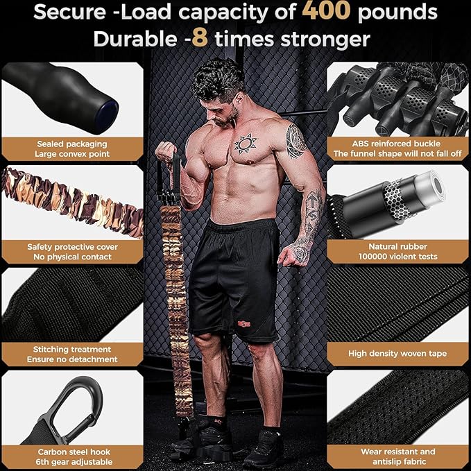 Innstar Pull Up Assistance Bands, Heavy Duty Resistance Band for Pull Up Assist, Adjustable Resistance 165-265lbs with Fabric Feet/Knee Rest, Pull Up Bands Assistance Bands