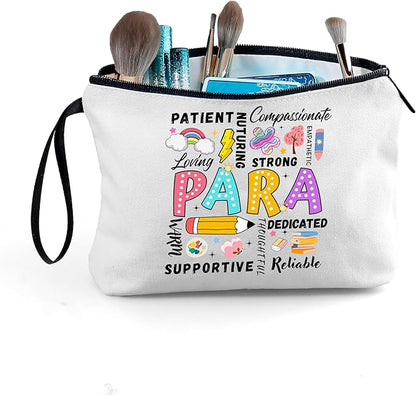 Paraprofessional Para Graduation Appreciation Thank You Funny Birthday Farewell Gifts Small Makeup Cosmetic Bag for Women Female Coworker Friend Assistant Paraeducator from Teacher