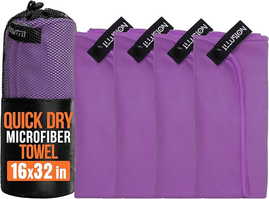 illusion Small Microfiber Gym Towels for Men and Women Active Sports (32" L x 16''W)-Lightweight Quick Dry Gym Towel for Sweat-Workout Towels Ideal for Yoga, Camping, Running, and Outdoor Activities