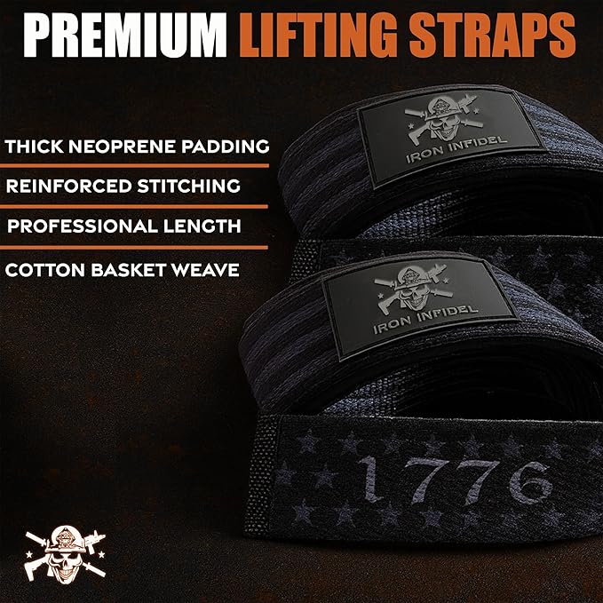 Iron Infidel Weight Lifting Straps - Wrist Straps for Weight Lifting, Deadlifting, Exercise, Crossfit, Strength Training, Olympic Lifts - Gym Straps for Grip Strength on Bar