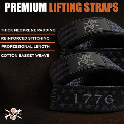 Iron Infidel Weight Lifting Straps - Wrist Straps for Weight Lifting, Deadlifting, Exercise, Crossfit, Strength Training, Olympic Lifts - Gym Straps for Grip Strength on Bar