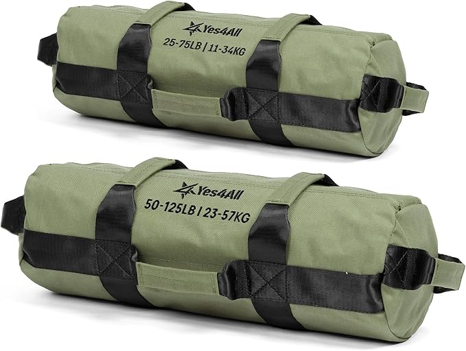 Yes4All Sandbags for Working Out, Adjustable Sand Bags for Weight Training with Handles, Multiple Colors & Sizes 5-200lbs