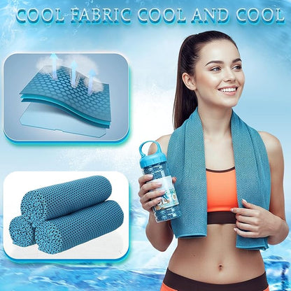 Honoson 10 Pack Cooling Towels Bulk - 47"x12" Soft Breathable Ice Towels for Neck & Face, Portable Chilly Rags Microfiber Sweat Rags for Yoga, Sports, Gym, Workout & Fitness(Light Blue)
