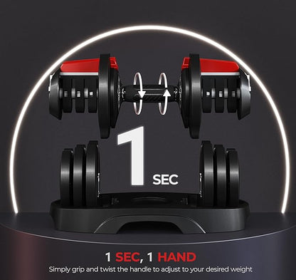 Yaheetech Adjustable Dumbbell Set 28/40/52.5/90LBS Adjustable Dumbbells Fast Adjust Dumbbell Weight Set with Anti-Slip Handle and Tray for Men/Women Home Gym Strength Training Equipment Single/Pair