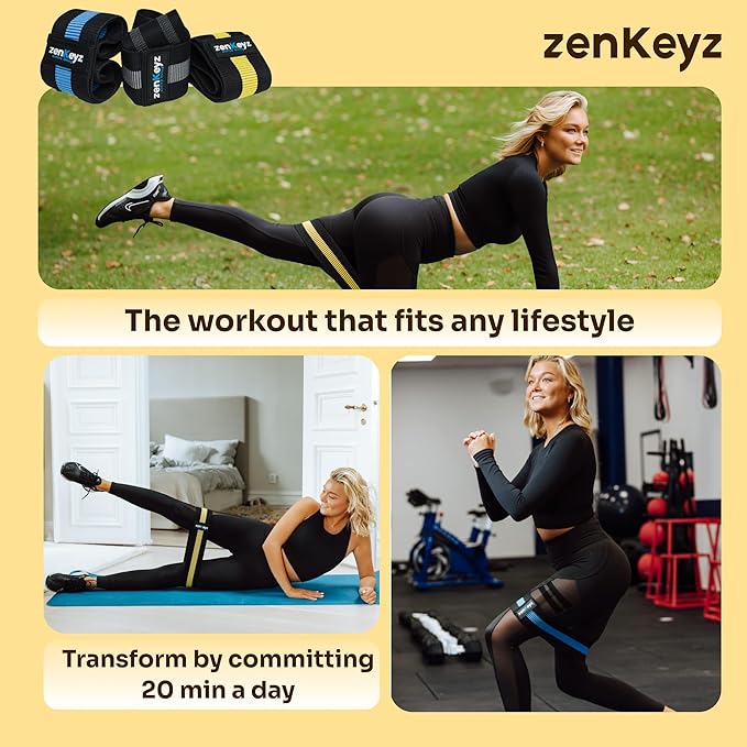 Resistance Fabric Booty Bands- 3 Working Out Hip Stretch Bands for Legs, Butt, Glutes- Exercise Loop Band for Workout, Stretching, Warm-Up, Strength Training, Squats, Build Glute & Muscle, Women & Men