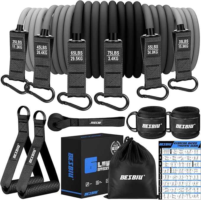 Heavy Resistance Bands for Working Out, 300lbs/360lb/420lb Exercise Bands Workout Bands with Handles, Door Anchor, Ankle Straps, Home Gym Workout Equipment for Men Fitness Strength Training Stretching
