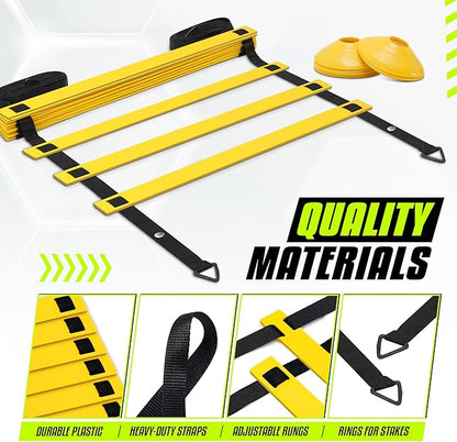 Yes4All Agility Ladder – Adjustable Speed & Agility Training Equipment for All Ages – Durable, Portable, Multiple Combo Sets Available