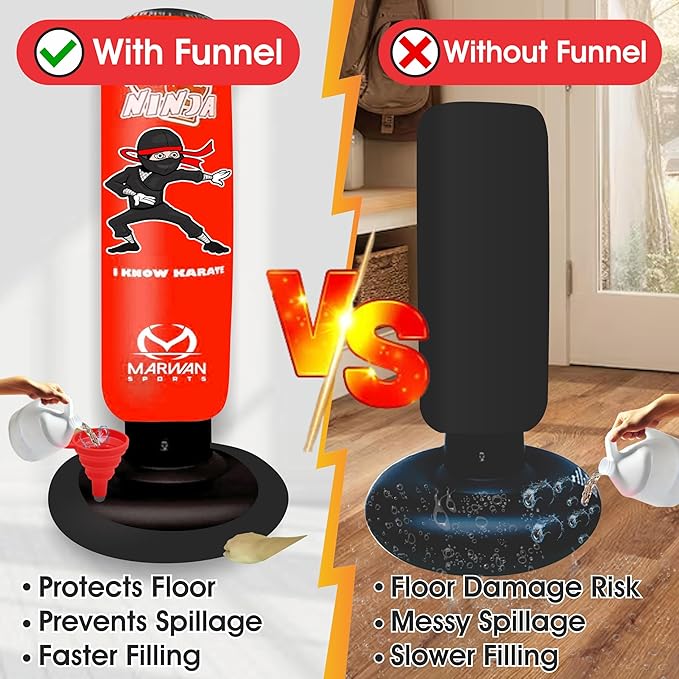 Marwan Sports Punching Bag for Kids with Boxing Gloves Ages 4-12 – 63" Inflatable Boxing Bag for Kids, Fast Rebound Set, Christmas & Birthday Gift for Boys & Girls