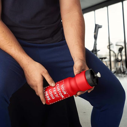 DISCOUNT PROMOS 28 oz. Custom Push Cap Plastic Water Bottles Set of 10/50/100, Personalized Bulk Pack - Perfect for Gym, Hiking, Camping, Outdoor Sports -Red