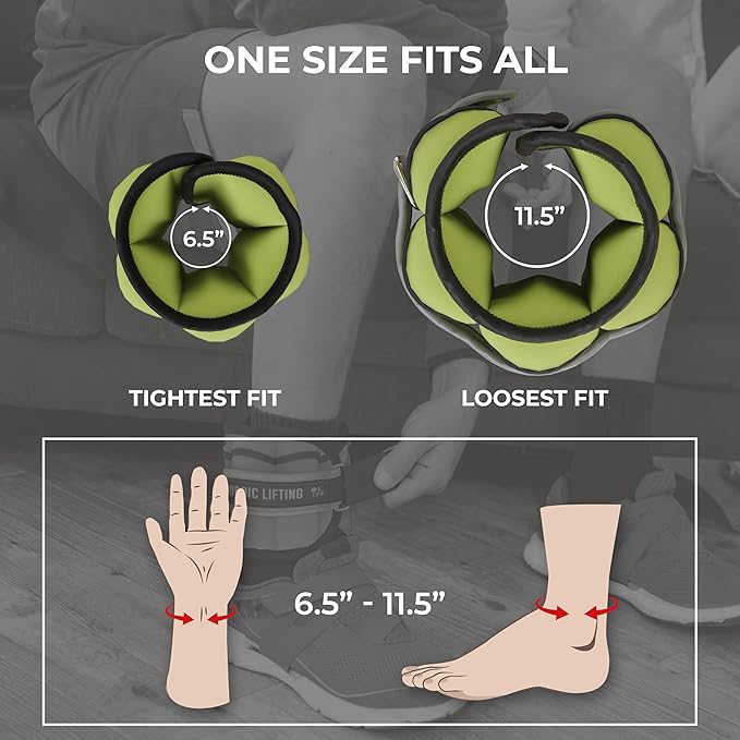 Nordic Lifting Adjustable Ankle Weights for Women & Men – 1 Pair (2–10 lbs) Wrist, Arm & Leg Weights for Gym, Yoga & Home Workouts – Secure Fit Strap Design – Durable Fitness Training Equipment
