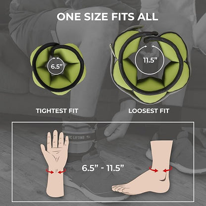Nordic Lifting Adjustable Ankle Weights for Women & Men – 1 Pair (2–10 lbs) Wrist, Arm & Leg Weights for Gym, Yoga & Home Workouts – Secure Fit Strap Design – Durable Fitness Training Equipment
