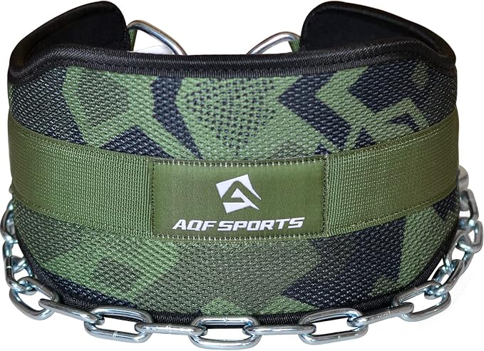AQF Dip Belt for Weightlifting - Weight Belt with 36" Heavy Duty Steel Chain - Neoprene Padded Back Support Gym Lifting Belt for Powerlifting, Bodybuilding, Squat, Fitness & Pull up Training