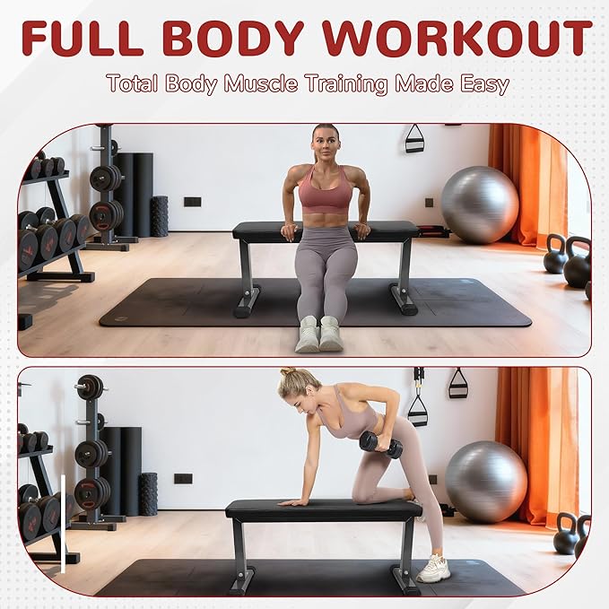 Fitvids Heavy Duty Adjustable and Foldable Utility Weight Bench for Upright, Incline, Decline, and Flat Exercise