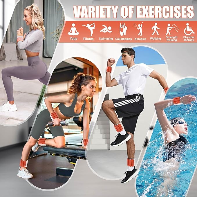 Ankle Weights Set of 2 (1 lb/2 lb Each) for Women Men Adjustable Wrist Bracelet for Home Gym Weighted Bangles Wristbands Leg Arm Weights for Walking Swimming Running Pilates Yoga Gym