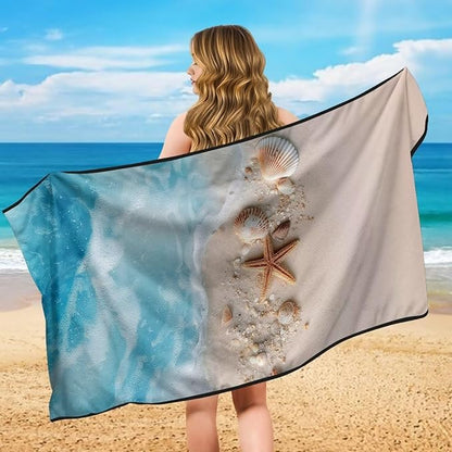 Bulopur Removable Car Sweat Towel Front Seat Cover Beach Starfish Ocean Bucket Car Towel Seat Cover for Post Gym Workout Running Swimming Beach Hiking