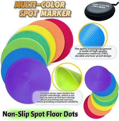 14 Pcs Non Slip Agility Markers Poly Spots, 4 inches Floor Dots Spot Markers for Gym,PE Equipment,Rubber Circles Multiple Color Sports Markers
