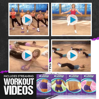 Gliding Discs for Working Out - Exercise Sliders for Carpet & Hardwood Floors 1 Pair, Authentic Workout Sliders Disc for Full Body Resistance Workout, Includes 4 Streaming Video Workouts