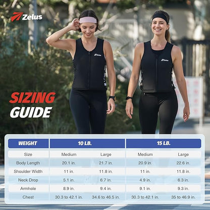ZELUS Weighted Vest, 10&15lb. Z-Fit Weight Vest for Women Men with Adjustable Soft Iron Weights, Unisex Training Vest for Walking Strength Training, Workout Vest with Pockets Reflective Strip (Black, M/L)