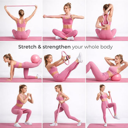 Pilates Set Kit, 13 Pcs. Pilates Equipment with Resistance Bands, Pilates Ball and Ring for Full Body Workout, Home Pilates Kit for Women