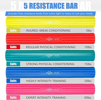 Flex Therapy Bar and Grip Strength Trainers set, Physical Therapy & Resistance Bar for Golfers Elbow, Tendinitis, Wrist,Forearms Pain, Improve Grip Strength and Relieve Pain