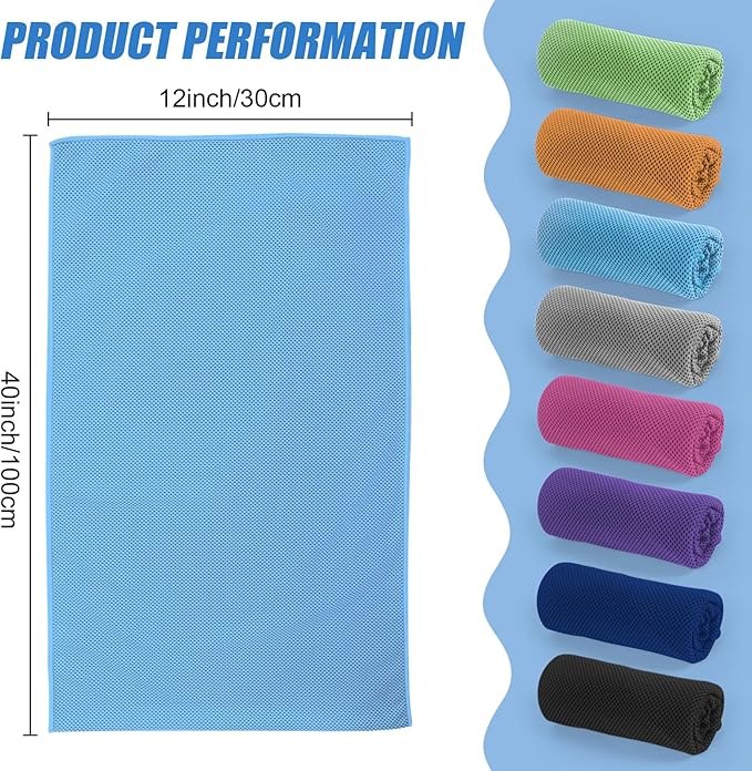 8 Pack Cooling Towel for Neck and Face,Gym Fitness Hiking Running Yoga Workout Sweat Ice Towel (Multicolor-05)