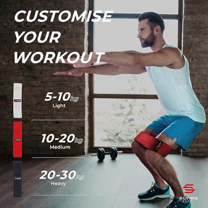 ELVIRE Fabric Resistance Bands for Working Out | Exercise Bands Resistance Bands Set of 3 | Booty Bands for Women Workout Bands Resistance Loops | Leg Bands for Working Out Glute Bands, Squat Bands