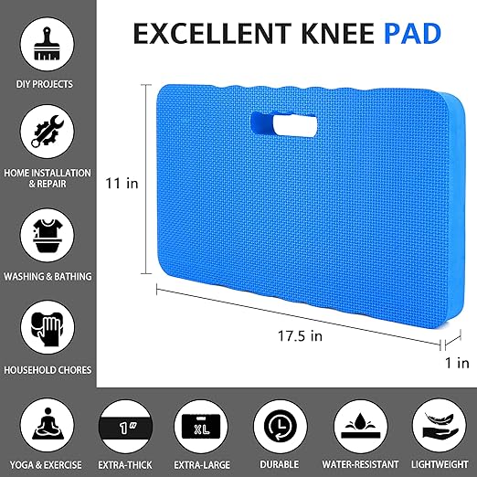 HOOPLE Extra Thick Kneeling Pad, Soft Foam Kneeling Cushion, Waterproof Gardening Knee Pads, Lightweight Knee Mat for Bathing, Workout Supplies, Exercise Yoga, Garden Work Gifts 17.5 x 11x 1 in, Blue