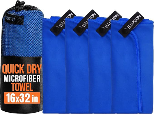 illusion Small Microfiber Gym Towels for Men and Women Active Sports (32" L x 16''W)-Lightweight Quick Dry Gym Towel for Sweat-Workout Towels Ideal for Yoga, Camping, Running, and Outdoor Activities