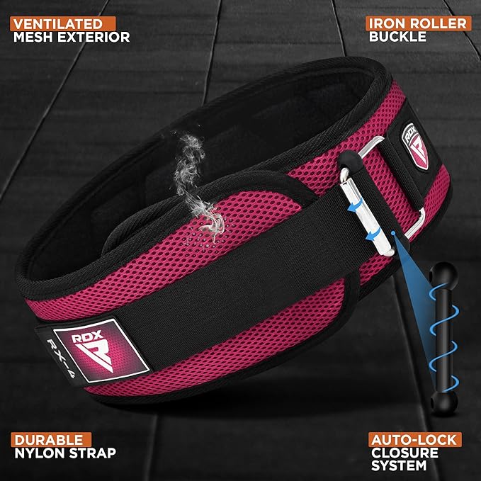 RDX Weight Lifting Belt, Curved Padded Back Lumbar Support, Fitness, Core Exercise Workout Bodybuilding Powerlifting Deadlifts Squats, Ladies Gents Men Women Home Gym Equipment
