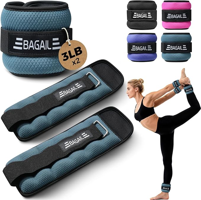 BAGAIL Ankle Wrist Weights for Women & Men, One Pair of 1/2/4/6/8/10 LBS Wearable Leg Arm Weights with Sleek Design & Secure Fit for Walking, Running, Pilates, Home Fitness & Physical Therapy