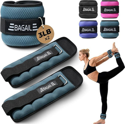 BAGAIL Ankle Wrist Weights for Women & Men, One Pair of 1/2/4/6/8/10 LBS Wearable Leg Arm Weights with Sleek Design & Secure Fit for Walking, Running, Pilates, Home Fitness & Physical Therapy