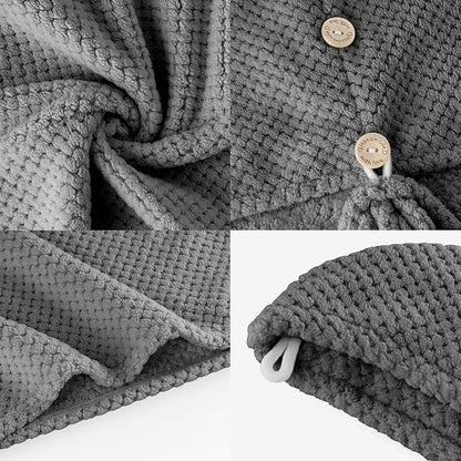 2 Pack Hair Drying Towels, Hair Towel Wrap, Absorbent Microfiber Hair Towel Turban with Button Design to Dry Hair More Quicker, Grey