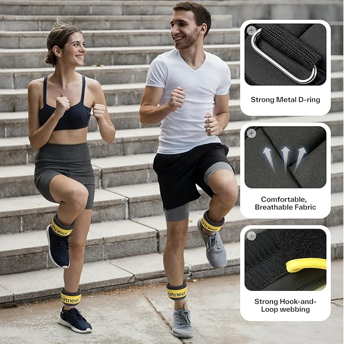 Sportneer Ankle Weights 0.5/1/2/3/5 LBS 1 Pair Wrist Leg Arm Weights for Women Men Kids Child with Adjustable Straps, Strength Weighted for Jogging Running Walking Fitness Gym Workout