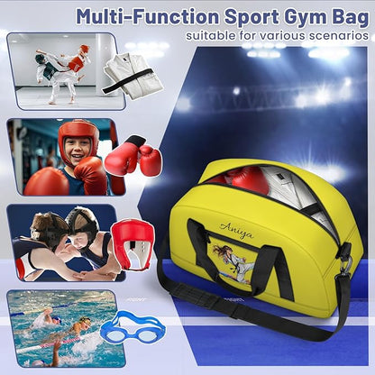 Custom Name Taekwondo Karate Duffle Bag for kids Girls - Personalized Martial Arts Gear Bag, Water-Resistant Sparring Equipment Bag, Taekwondo Yellow
