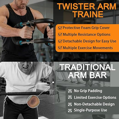 Twister Arm Trainer, 40-100lb Adjustable Chest Workout, Portable Resistance Power Twister for Home & Travel