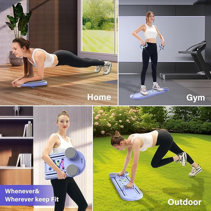 Pilates Board,Foldable Pilates Reformer Sets with Timer,Multifunctional Abdominal Pilates Board for Home Workout Equipment,Portable Ab Board Trainer Pilates Exercise Machine, Pilates Board for Women