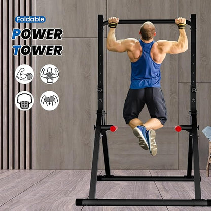 DOBESTS Power Tower Pull Up Bar Free Standing, Adjustable Foldable Pull Up Station, Home Gym Strength Training Equipment 700LBS