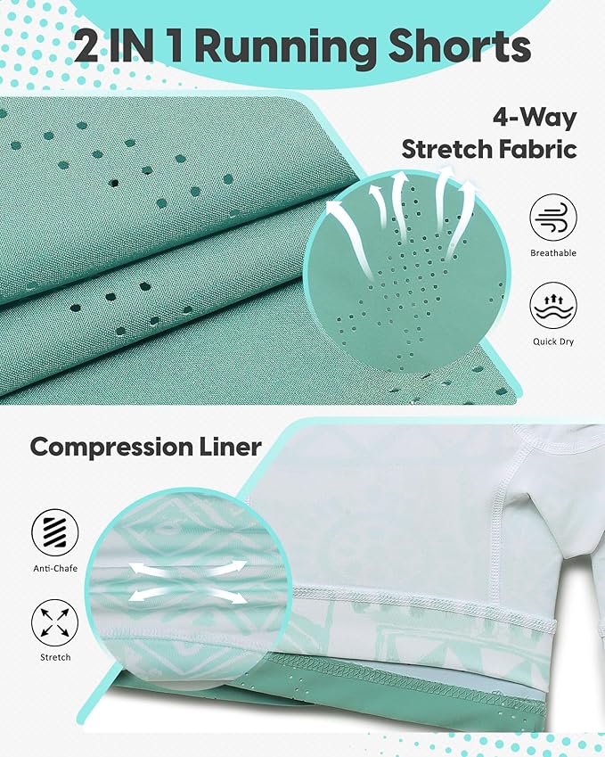 maamgic Mens Running Shorts with Compression Liner 5" Quick Dry Workout Shorts Anti-Chafe Gym Shorts 2 in 1 Athletic Shorts
