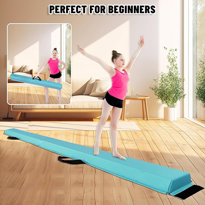 MARFULA 6 FT / 8 FT / 9 FT / 10 FT Folding Gymnastic Balance Beam for Kids with Carry Bag for Home and Club Use
