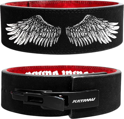 Katamu Premium Leather Lever Weightlifting Belt – Secure Steel Lever, Powerlifting Support for Deadlifts, Squats & Heavy Lifts - Be A Hero